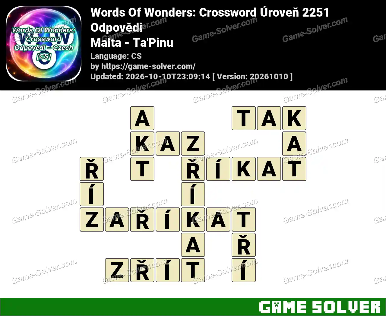 Words Of Wonders: Crossword Úroveň 2251 Odpovědi – Malta – Ta’Pinu